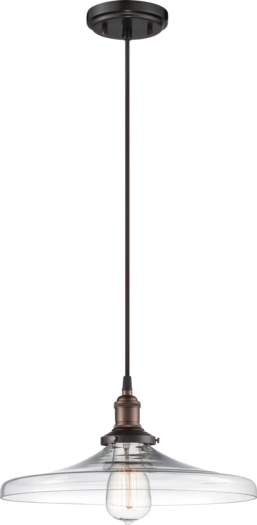 Vintage Clear Glass Pendant Light with Bronze Finish - Image 1