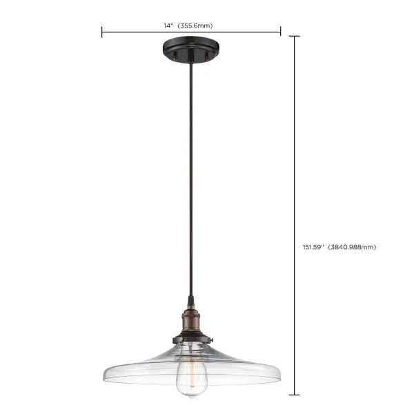 Vintage Clear Glass Pendant Light with Bronze Finish - Image 2