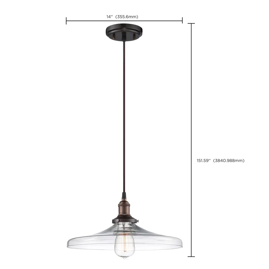 Vintage Clear Glass Pendant Light with Bronze Finish - Image 2