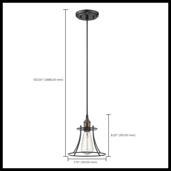 Vintage Caged Pendant Light with ST19 Bulb - Image 2