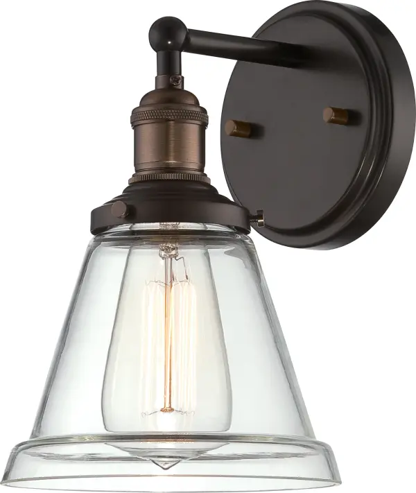 Vintage 1-Light Wall Sconce with Clear Glass - Image 1