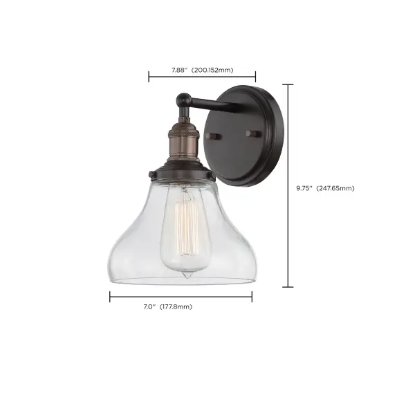 Vintage 1-Light Wall Sconce with Clear Glass - Image 2