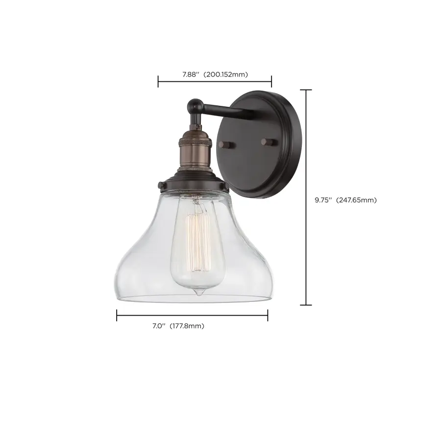 Vintage 1-Light Wall Sconce with Clear Glass - Image 2