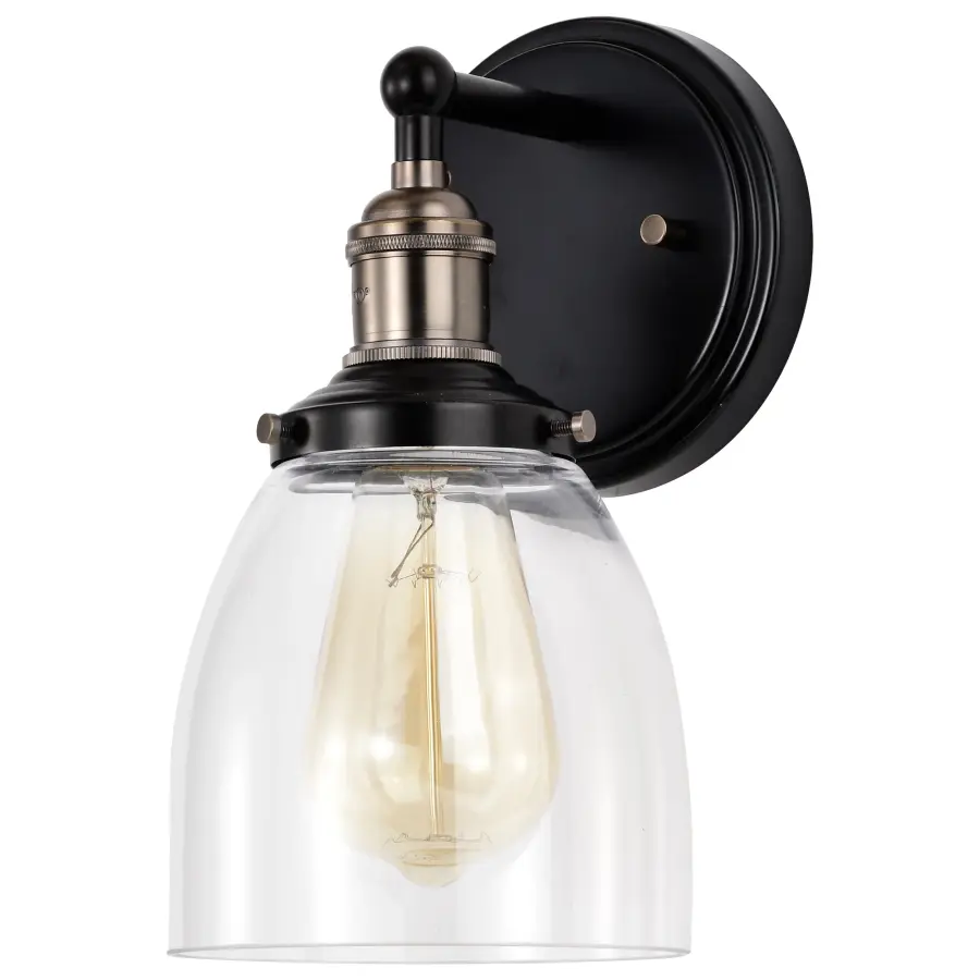 Vintage 1-Light Wall Sconce with Clear Glass - Image 2