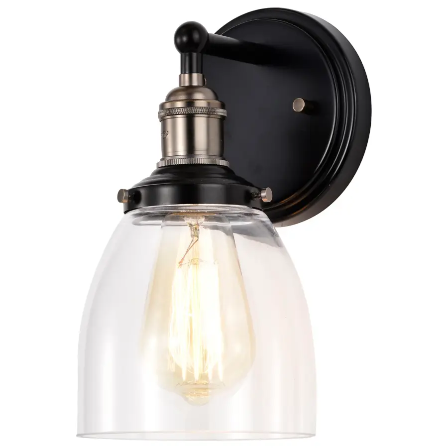 Vintage 1-Light Wall Sconce with Clear Glass - Image 3