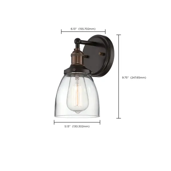 Vintage 1-Light Wall Sconce with Clear Glass - Image 8