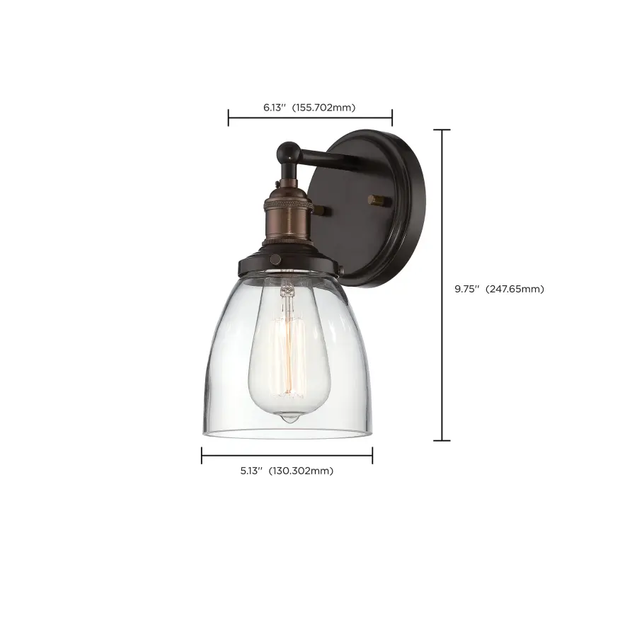 Vintage 1-Light Wall Sconce with Clear Glass - Image 8