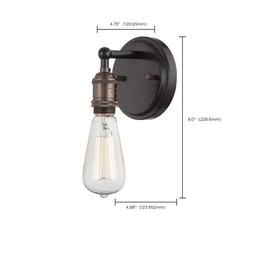 Vintage Single Light Wall Sconce with ST19 Bulb - Image 2
