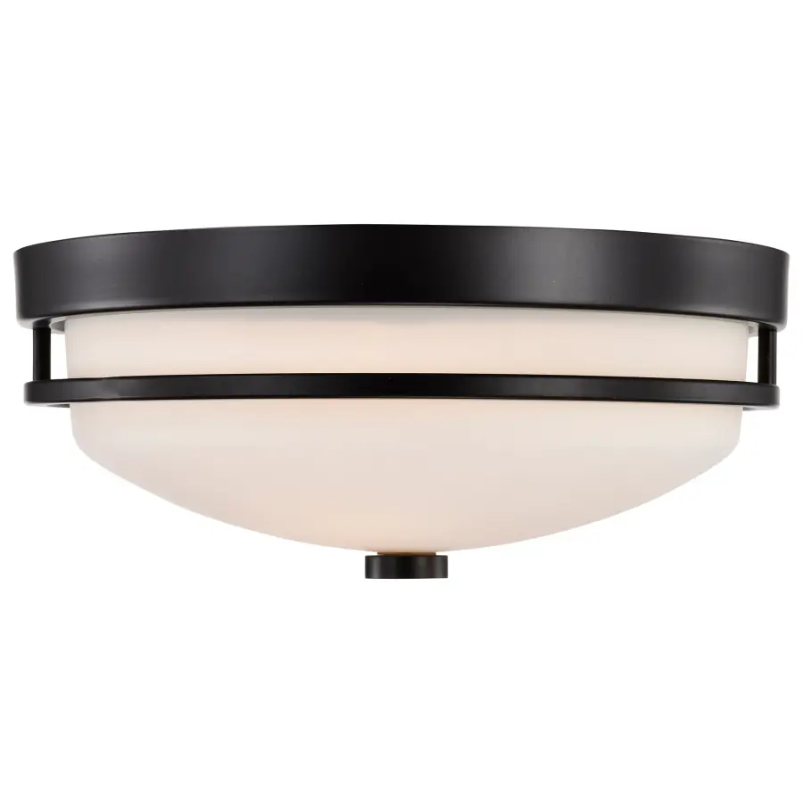 Neval 2-Light Flush Mount in Sudbury Bronze with Satin White Glass - Image 2