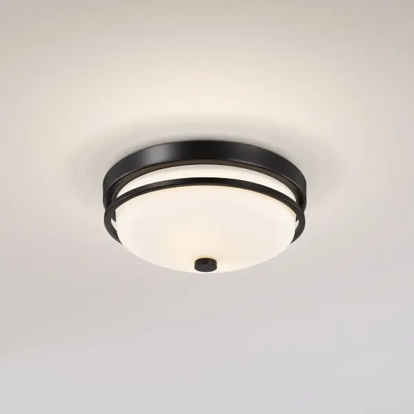 Neval 2-Light Flush Mount in Sudbury Bronze with Satin White Glass - Image 12