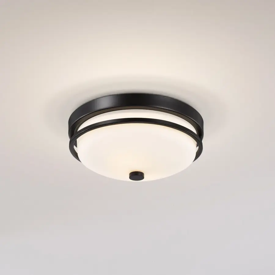 Neval 2-Light Flush Mount in Sudbury Bronze with Satin White Glass - Image 12