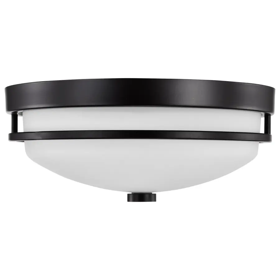 Neval 2-Light Flush Mount in Sudbury Bronze with Satin White Glass - Image 3