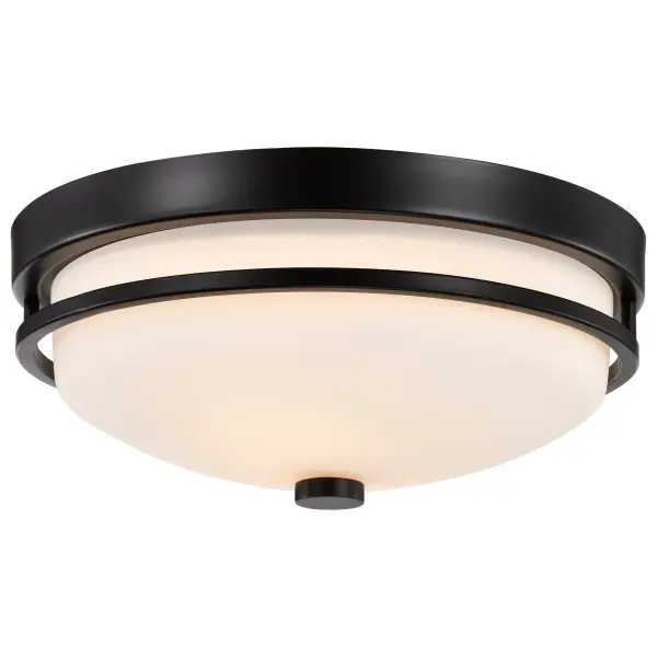 Neval 2-Light Flush Mount in Sudbury Bronze with Satin White Glass - Image 4