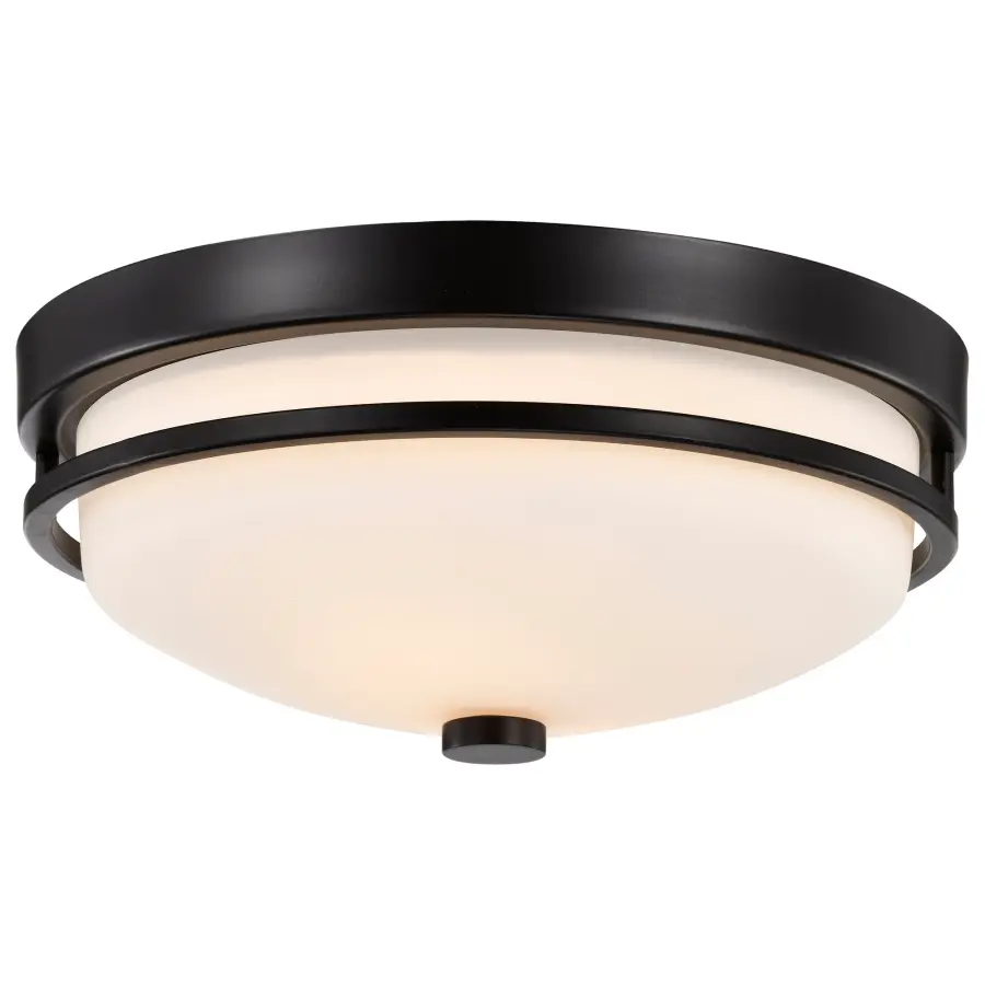 Neval 2-Light Flush Mount in Sudbury Bronze with Satin White Glass - Image 4