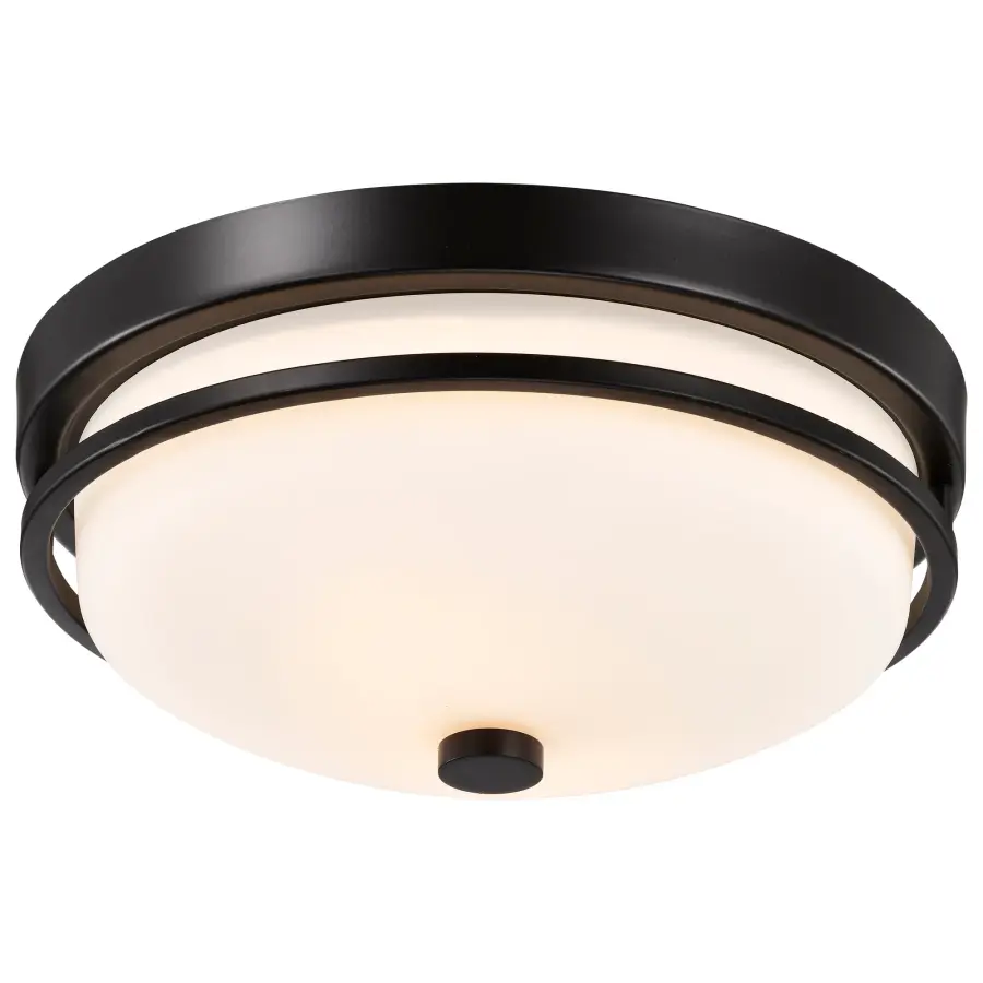 Neval 2-Light Flush Mount in Sudbury Bronze with Satin White Glass - Image 7