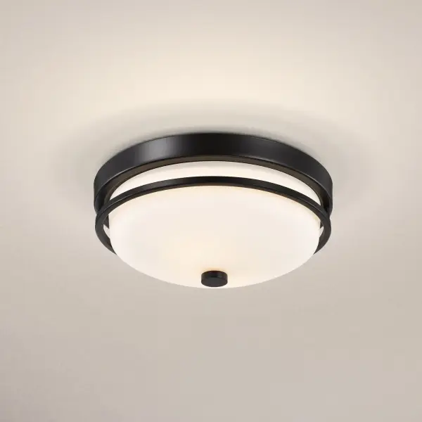 Neval 2-Light Flush Mount in Sudbury Bronze with Satin White Glass - Image 10