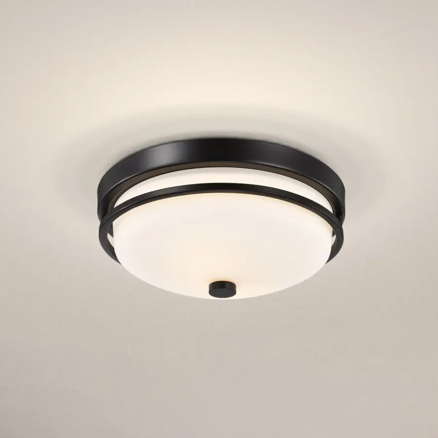 Neval 2-Light Flush Mount in Sudbury Bronze with Satin White Glass - Image 10