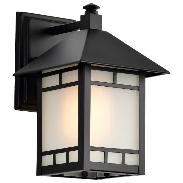 The Drexel outdoor wall fixture combines contemporary elegance with practical outdoor lighting. Its stone black finish and frosted seeded glass create a sophisticated look perfect for illuminating entryways, porches, and pathways. - alternate view