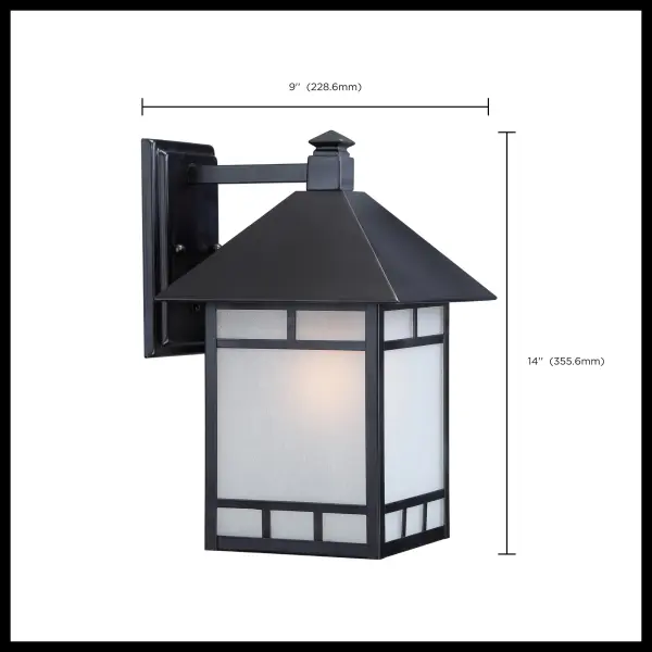 The Drexel outdoor wall fixture combines contemporary elegance with practical outdoor lighting. Its stone black metal frame and frosted seeded glass create a charming aesthetic perfect for illuminating entryways, porches, and pathways. - alternate view