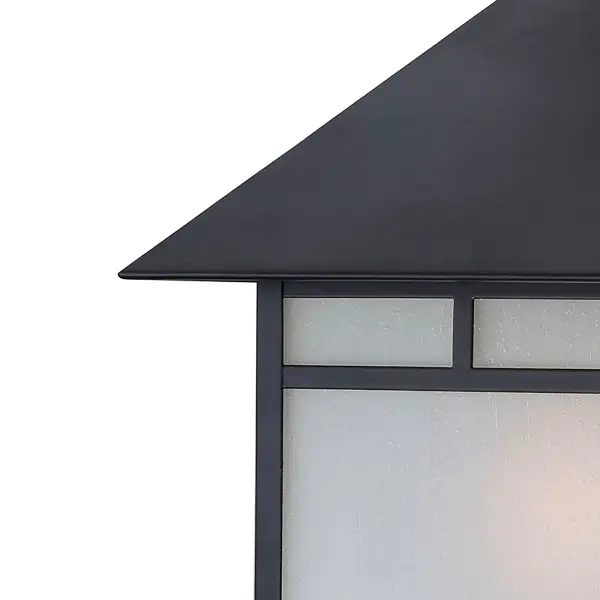 The Drexel outdoor hanging fixture combines traditional lantern styling with frosted seed glass for a timeless look. Its black finish and single-light design make it ideal for porches, patios, and entryways. - alternate view