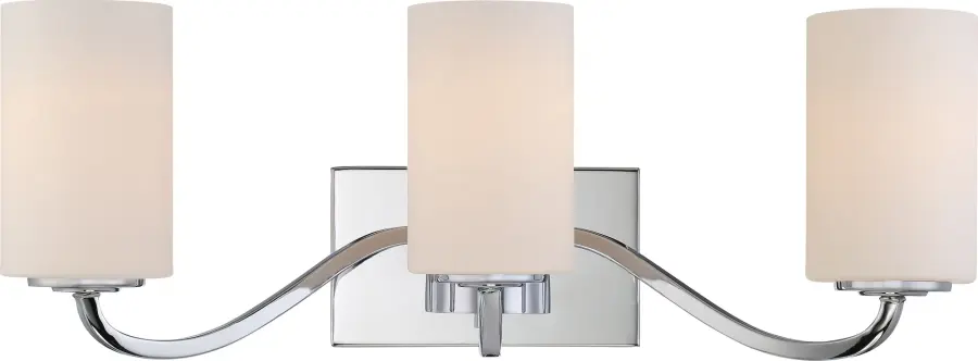Willow 3-Light Vanity Fixture with White Glass