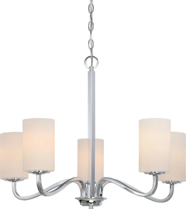 Willow 5-Light Chandelier with White Glass - Image 1