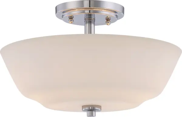 Willow 2-Light Semi-Flush Mount with White Glass