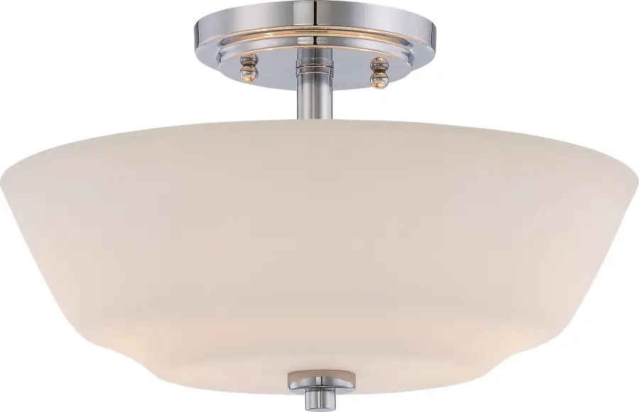 Willow 2-Light Semi-Flush Mount with White Glass