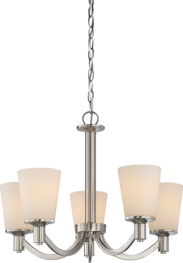 Laguna 5-Light Chandelier with White Glass - Image 1