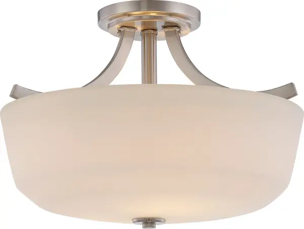 Laguna 2-Light Semi-Flush Mount with White Glass - Image 1