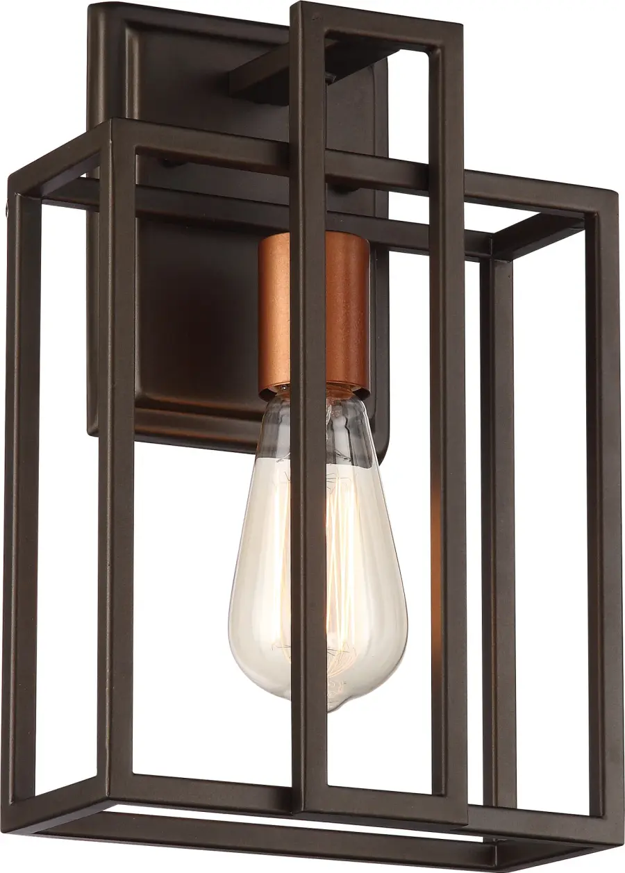 Lake 1-Light Wall Sconce in Forest Bronze with Copper Accents - Image 1