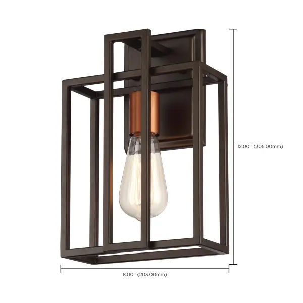 Lake 1-Light Wall Sconce in Forest Bronze with Copper Accents - Image 2