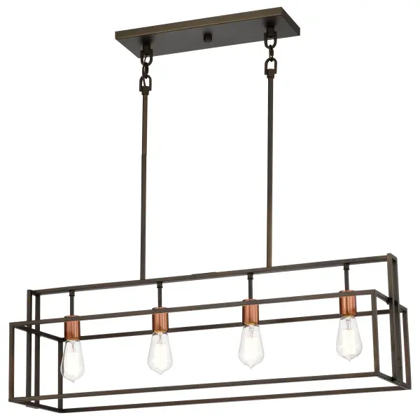 Lake 4-Light Island Pendant in Forest Bronze with Copper Accents - Image 2