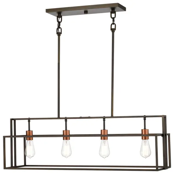 Lake 4-Light Island Pendant in Forest Bronze with Copper Accents - Image 4