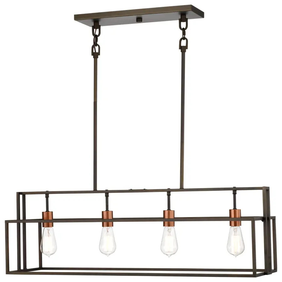 Lake 4-Light Island Pendant in Forest Bronze with Copper Accents - Image 4