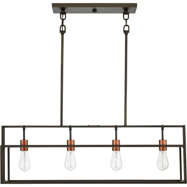 Lake 4-Light Island Pendant in Forest Bronze with Copper Accents - Image 5