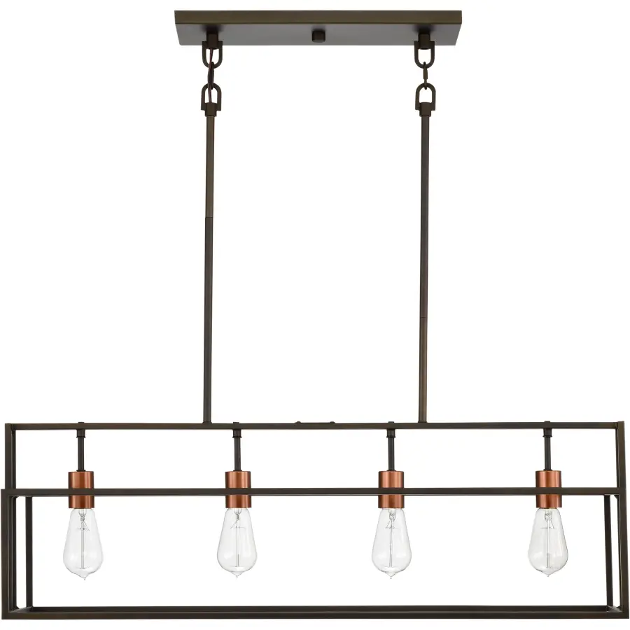 Lake 4-Light Island Pendant in Forest Bronze with Copper Accents - Image 5
