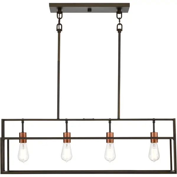 Lake 4-Light Island Pendant in Forest Bronze with Copper Accents - Image 6