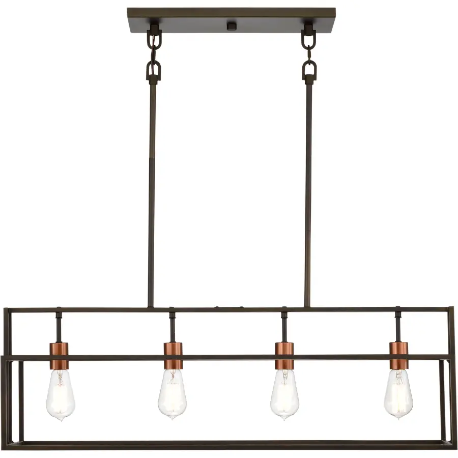 Lake 4-Light Island Pendant in Forest Bronze with Copper Accents - Image 6