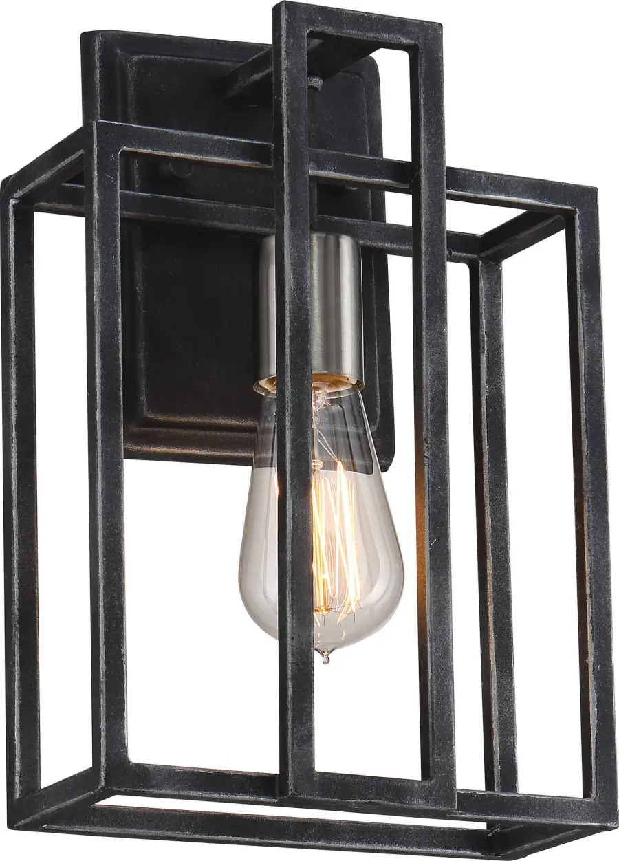 Lake 1-Light Wall Sconce in Iron Black with Brushed Nickel Accents - Image 1