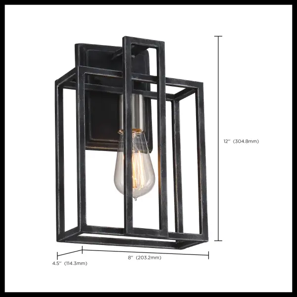 Lake 1-Light Wall Sconce in Iron Black with Brushed Nickel Accents - Image 2