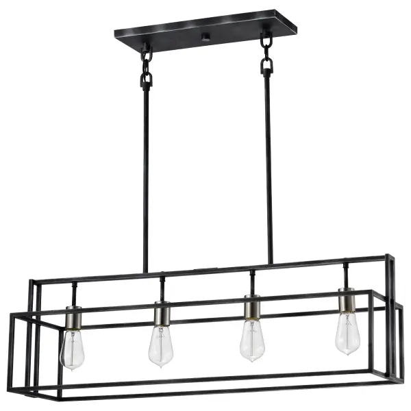 Lake 4-Light Island Pendant in Iron Black with Brushed Nickel - Image 1