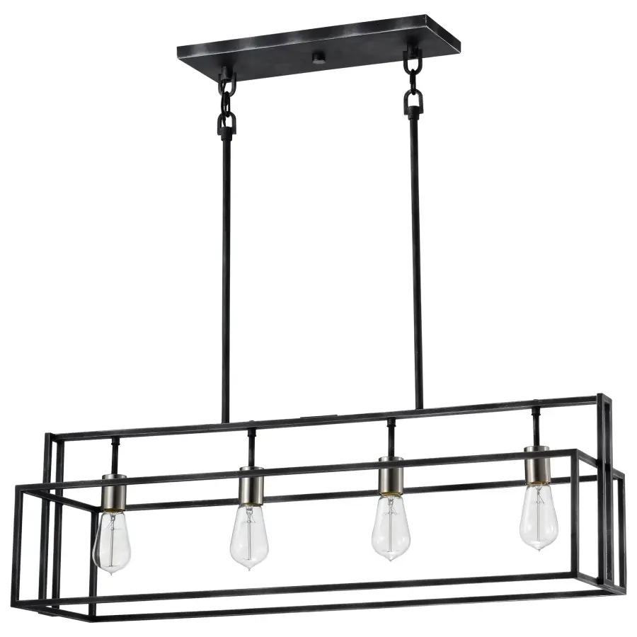 Lake 4-Light Island Pendant in Iron Black with Brushed Nickel - Image 1