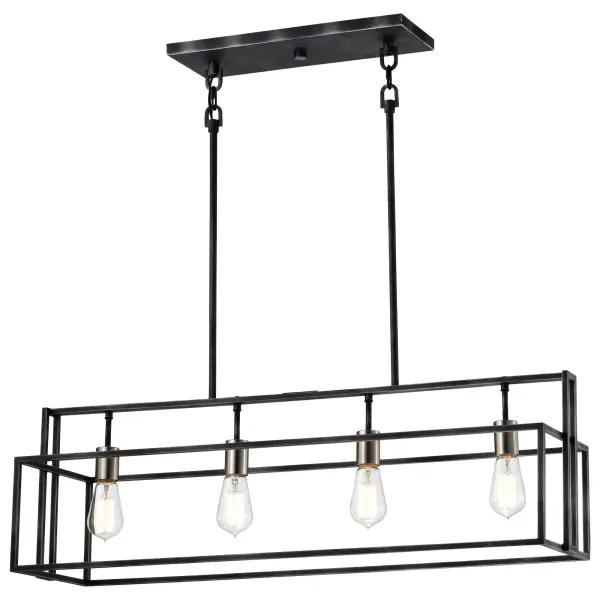 Lake 4-Light Island Pendant in Iron Black with Brushed Nickel - Image 2