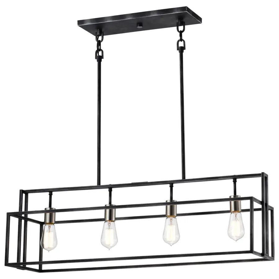 Lake 4-Light Island Pendant in Iron Black with Brushed Nickel - Image 2