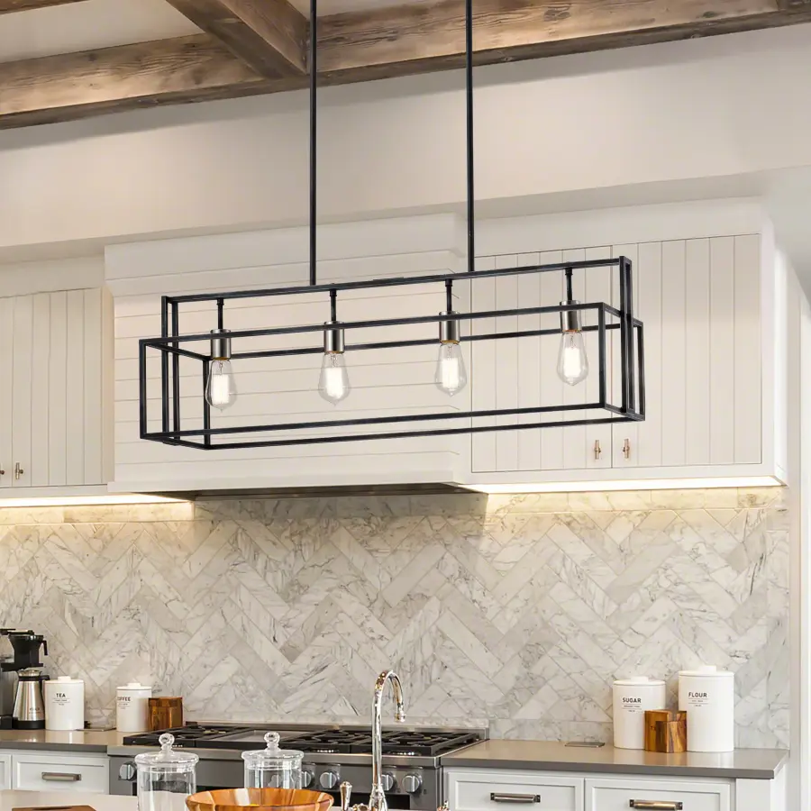 Lake 4-Light Island Pendant in Iron Black with Brushed Nickel - Image 14