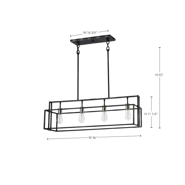 Lake 4-Light Island Pendant in Iron Black with Brushed Nickel - Image 15