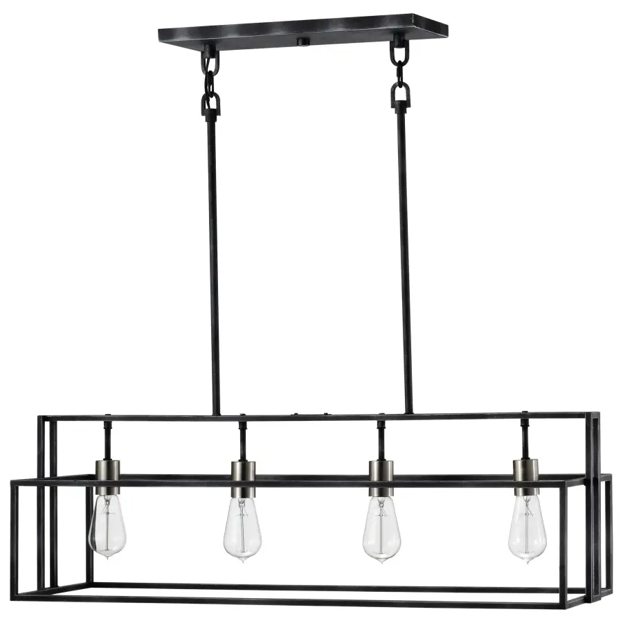 Lake 4-Light Island Pendant in Iron Black with Brushed Nickel - Image 3