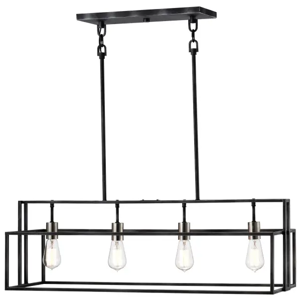 Lake 4-Light Island Pendant in Iron Black with Brushed Nickel - Image 4