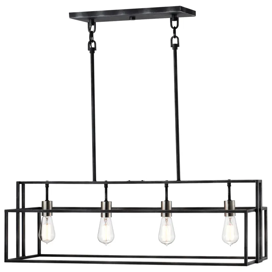 Lake 4-Light Island Pendant in Iron Black with Brushed Nickel - Image 4